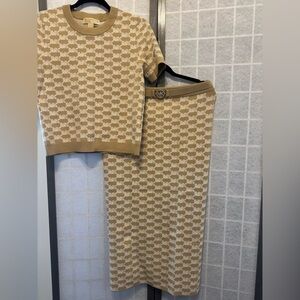 Michael Kors Beige and Cream Knit Ensemble